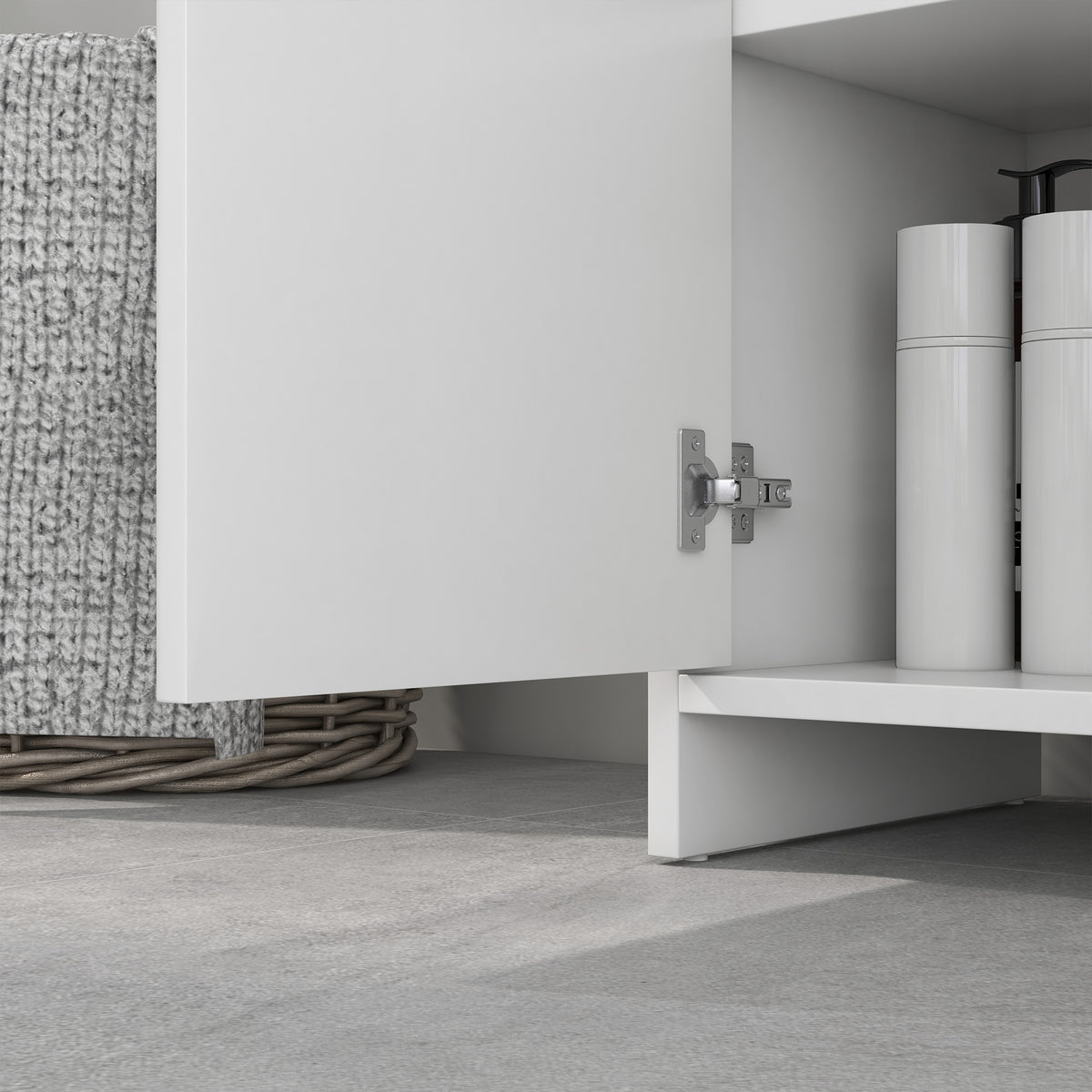 Móvel para Lavatório Pousar Móvel para Lavatório Moderno com Prateleira Anti-Tombo Carga 40 kg 60x30x60 cm Branco — foto 8