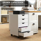 Bloco de Gavetas com Rodas Bloco de Gavetas para Escritório com 5 Gavetas Arquivador Móvel para Escritório 40x40x67 cm Branco — foto 4