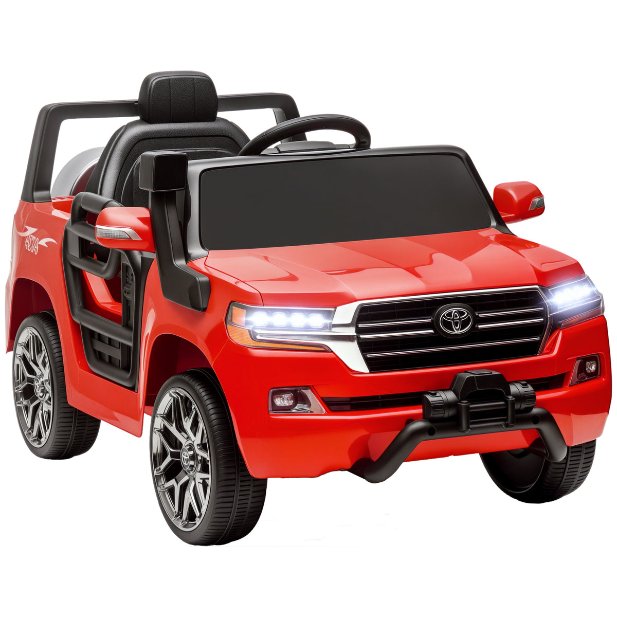 Carro Elétrico para Crianças acima de 3 Anos Carro Elétrico Toyota Land Cruiser com Bateria 12V Controlo Remoto Faróis Buzina Arranque Lento e Música MP3 107x65x55,5 cm Vermelho — foto 1