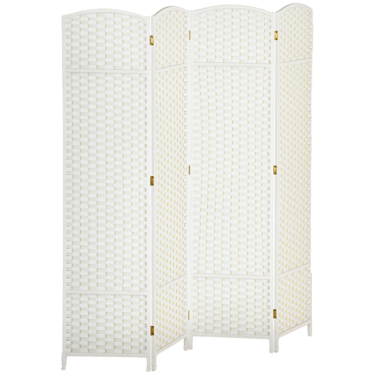 Biombo de 4 Painéis Separador de Ambientes Dobrável 160x170 cm Biombo Separador de Ambientes para Sala de Estar Dormitório Escritório Branco — foto 1