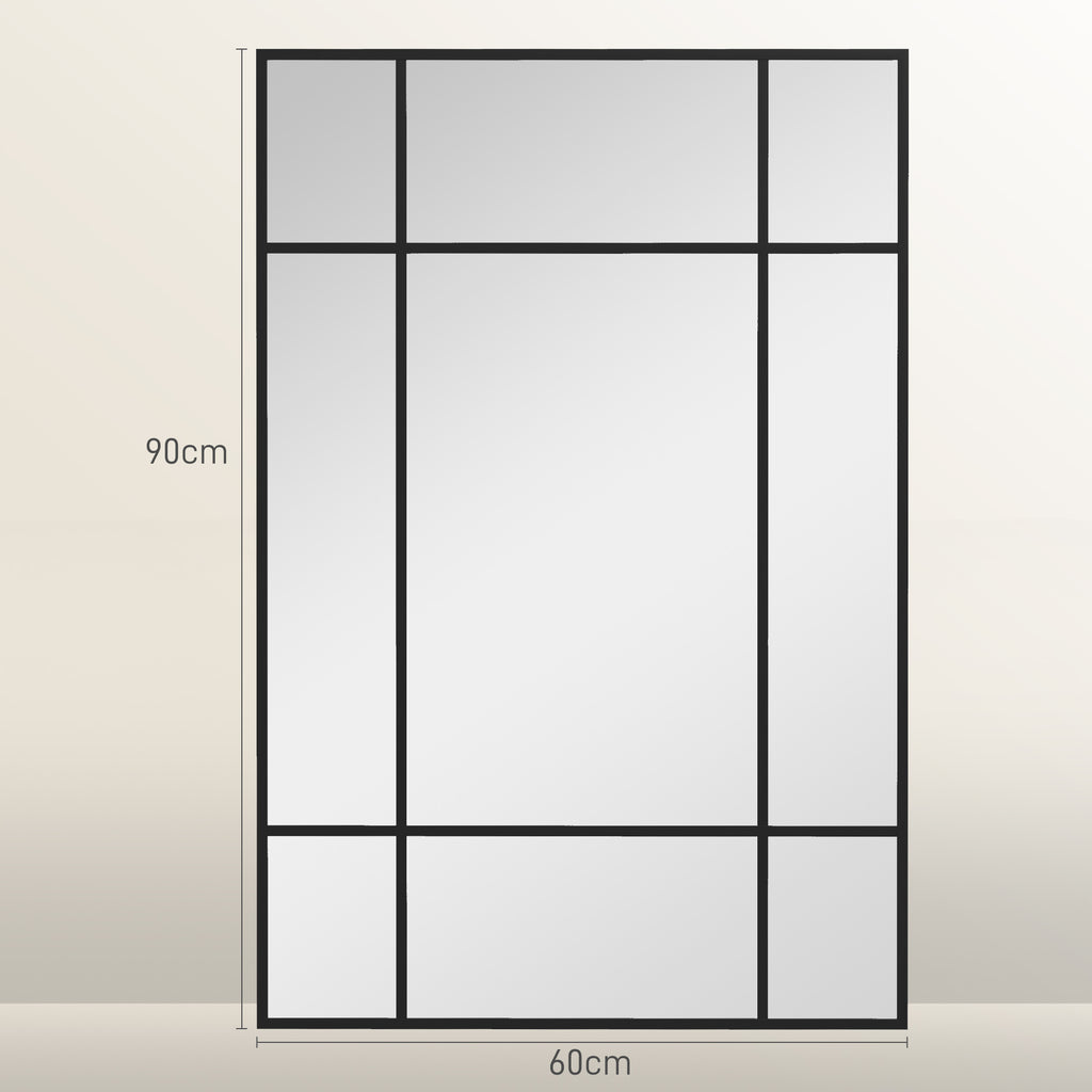 Espelho de Parede Retangular Espelho Estilo Janela 90x60 cm com Moldura de Metal Espelho Decorativo para Sala Quarto Entrada Preto — foto 3