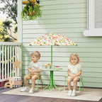 Conjunto de Mesa e Cadeiras para Crianças de Jardim Mesa Infantil com Cadeiras Dobráveis Chapéu de Sol Ajustável e Desenho de Raposas para Pátio Piquenique Verde — foto 2