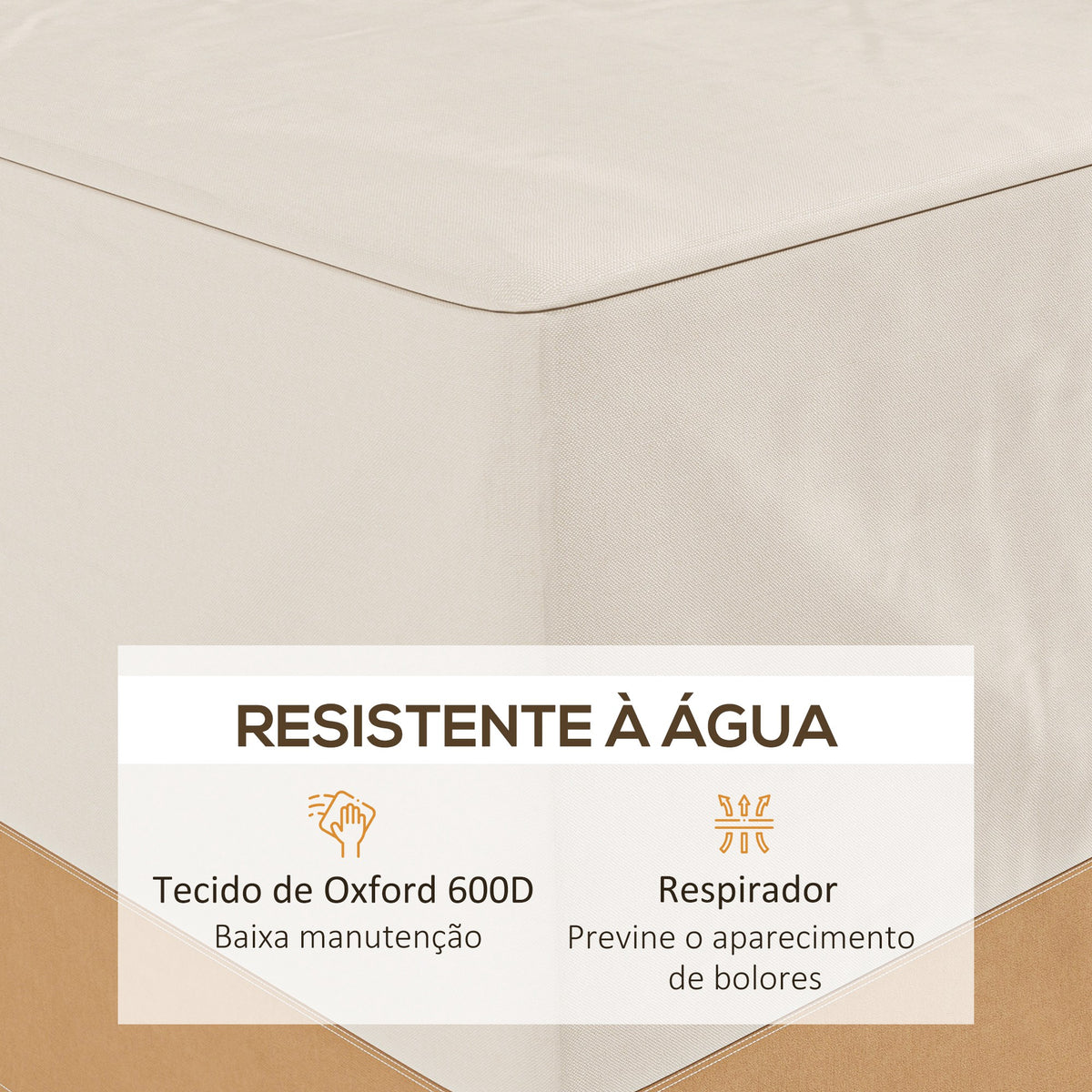 Capa Protetora para Móveis de Jardim 270x200x78cm Tecido Oxford 600D Impermeável Cobertura para Sofás Mesas Exterior com 4 Ventilações 5 Alças Cordão de Tração Bege — foto 5