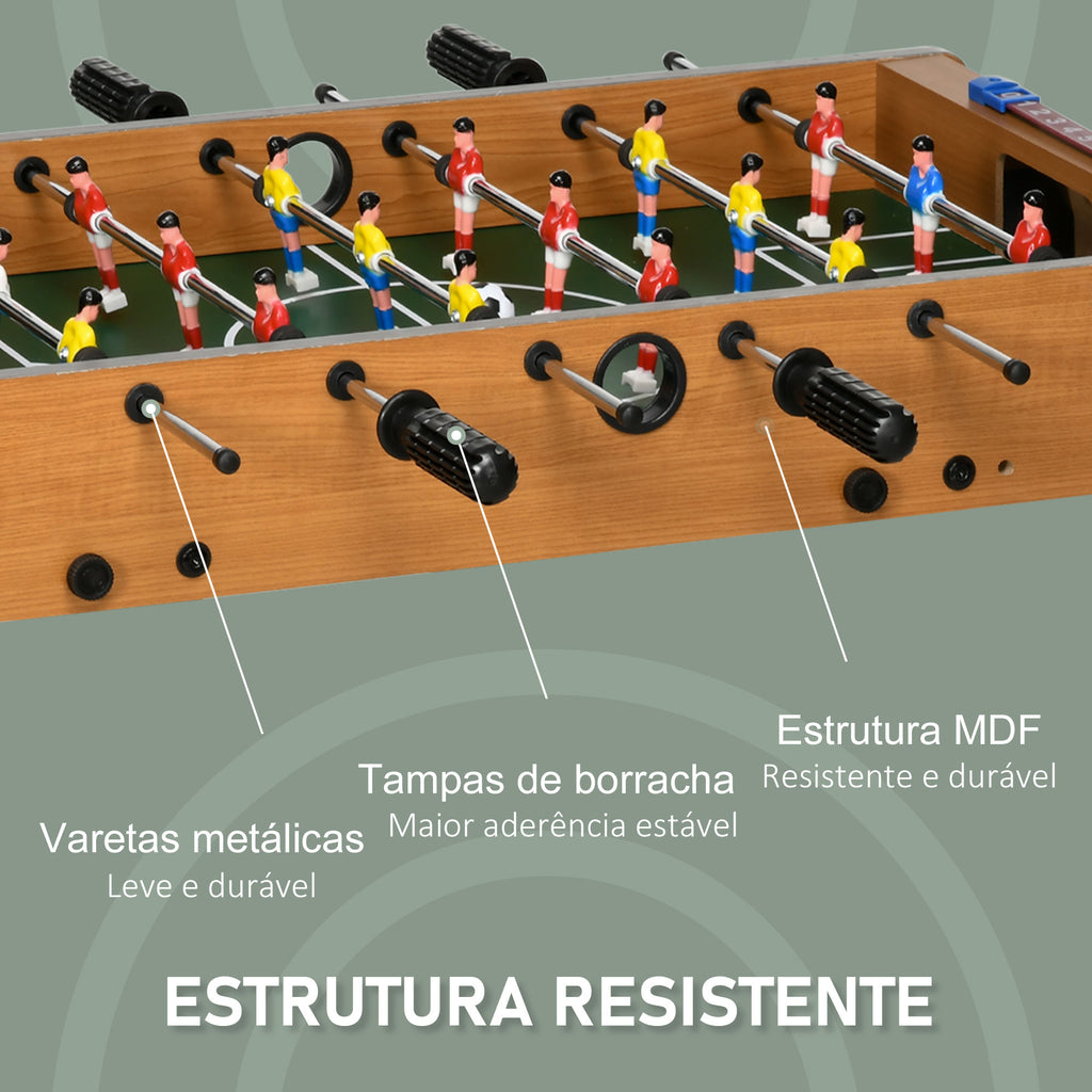 Mesa de Matraquilho para Crianças e Adultos Matraquilho 69x37x70cm com 2 Bolas 6 Hastes Metálicas 2 Placares de Pontos 18 Jogadores Pés Dobrável para Familias Festas Madeira — foto 5