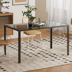 Mesa de Refeição de Vidro Mesa Retangular para 6 Pessoas com Pés de Metal Multifuncional para Cozinha ou Sala 140x80x75 cm Preto — foto 2