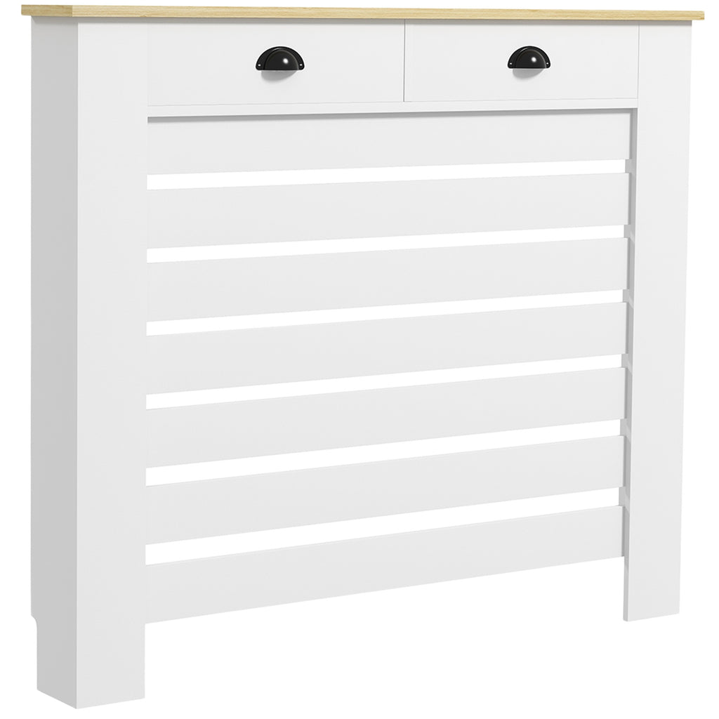 Cobertura para Radiador com Gavetas Cobertura para Radiador de MDF para Sala de Estar Dormitório Corredor 111x19x95,5 cm Branco — foto 1