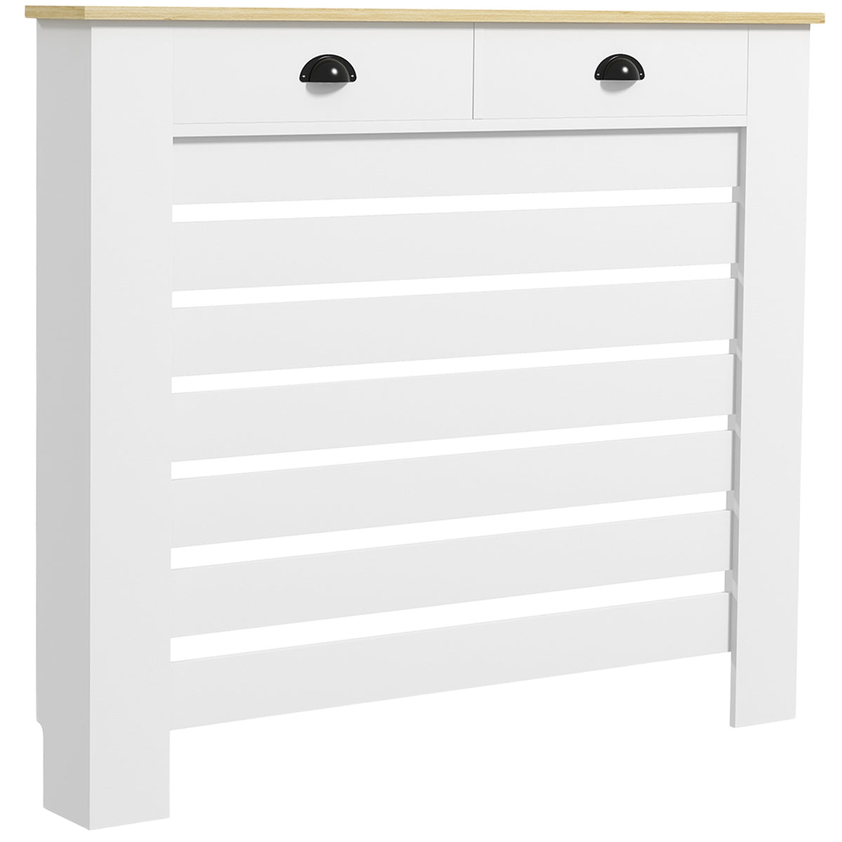 Cobertura para Radiador com Gavetas Cobertura para Radiador de MDF para Sala de Estar Dormitório Corredor 111x19x95,5 cm Branco — foto 1