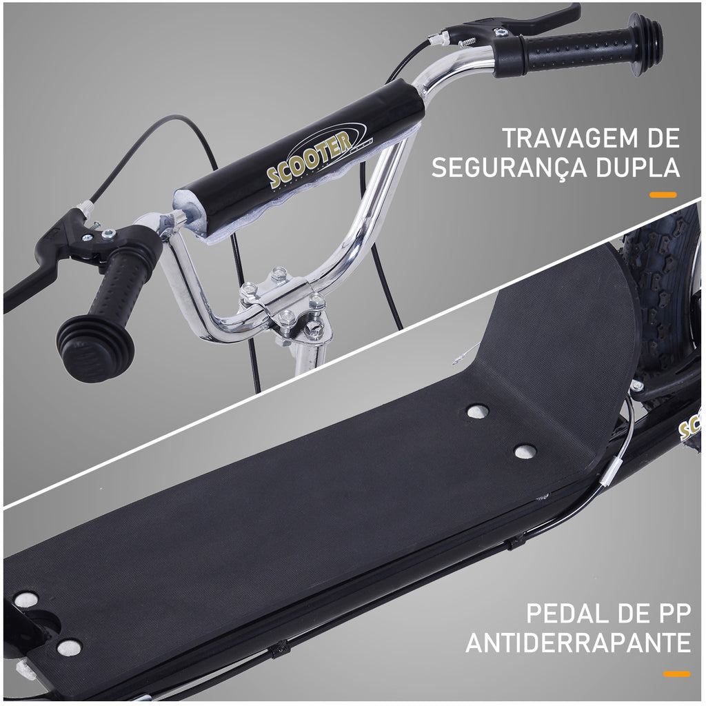 Trotinete com 2 Rodas de 16 Polegadas Trotinete para Crianças com Altura Ajustável e Freio 143x58x92-100 cm Preto — foto 6