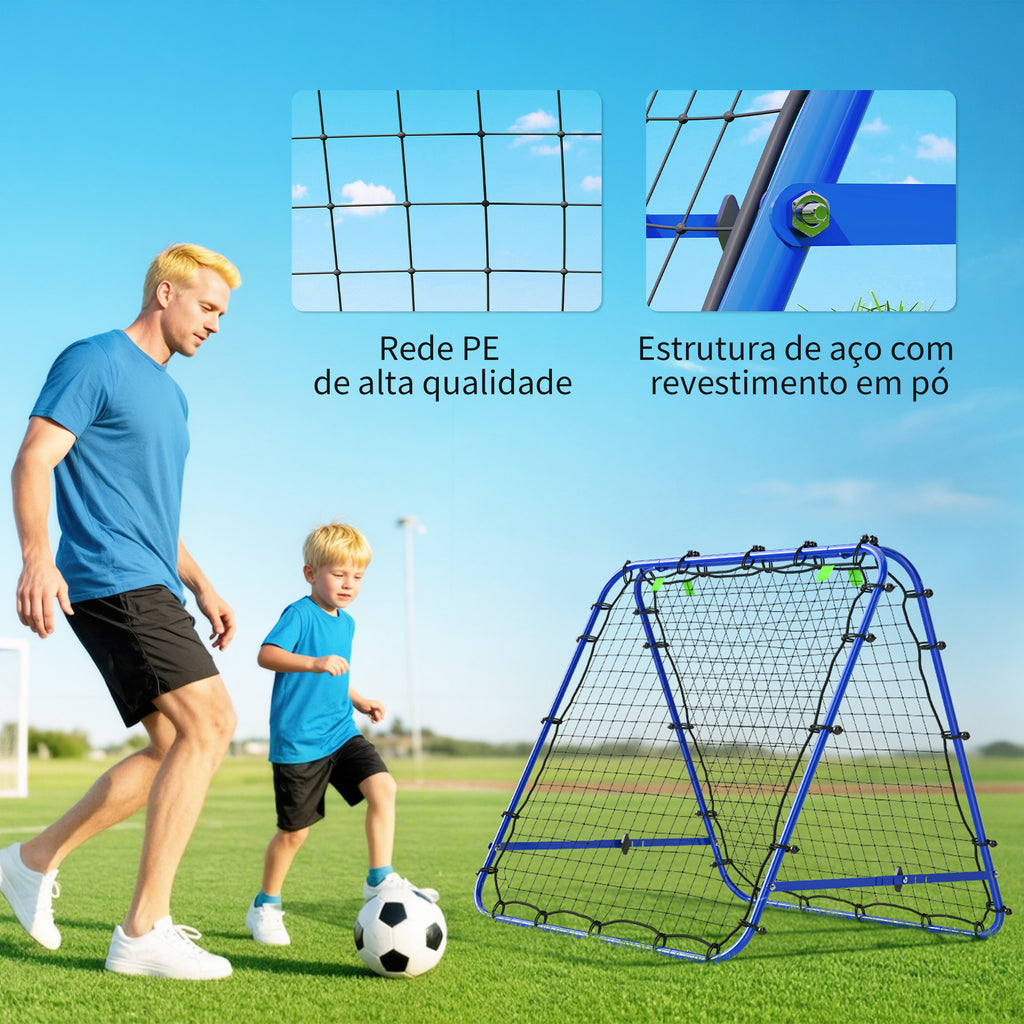 Rede de Rebote Dobrável para Treino Desportivo Ajustável em 5 Níveis de Ângulo com Tubo de Aço para Futebol Ténis e Basebol 100x95x90 cm Azul — foto 6