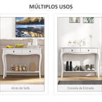 Mesa Tipo Consola para Sala de Estar Consola para Entrada com 2 Gavetas e Prateleira Inferior 100x33x75cm Branco — foto 5