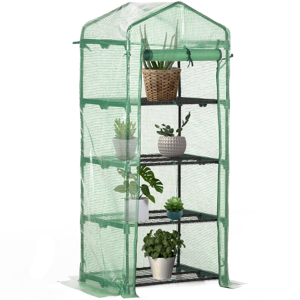Estufa de Jardim com 4 Prateleiras e Cobertura de PE Estufa de Aço para Cultivo de Plantas Flores 70x50x160cm Verde — foto 1