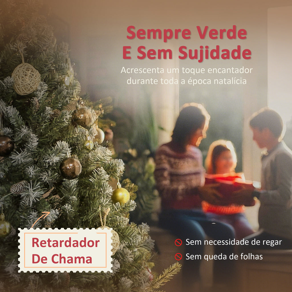 Árvore de Natal Artificial 180 cm Árvore de Natal com 910 Ramos com Efeito Neve 58 Pinhas e Suporte Metálico Dobrável Montagem Fácil para Sala Interior Verde — foto 4