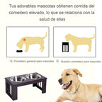 Comedouro Elevado para Cães com Suporte e 2 Tigelas Amovíveis de Aço Inoxidável Alimentador para Animais de Estimação 58,4x30,5x25,4 cm Marrom — foto 6