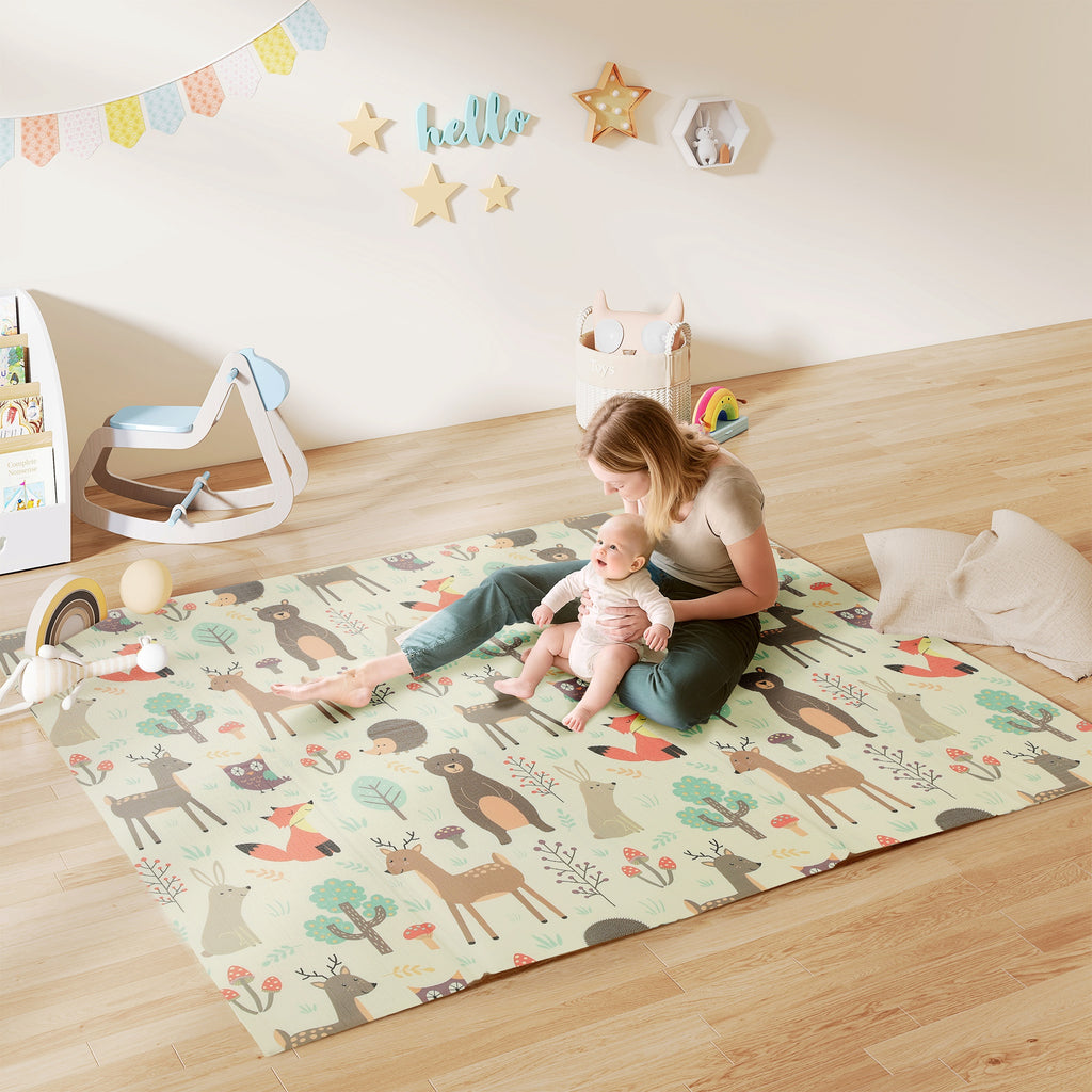 Tapete de Atividades para Bebé Acolchoado Dobrável e Reversível 196x176x1,5 cm Tapete de Brincar para Bebé XPE Dupla Face Impermeável Multicolor - Modelo 1 — foto 2