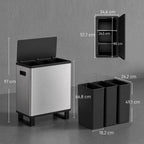 Lixeira Automática com Sensor 54 L 3 Compartimentos Aço Inoxidável Prata — foto 2