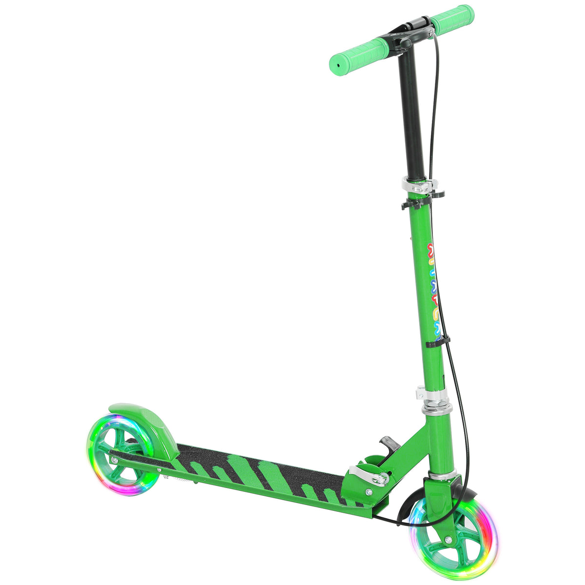 Patinete para Crianças 3-8 Anos com Rodas Luminosas, Guidão Ajustável e Freio Traseiro, Verde — foto 1