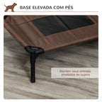 Cama para Animais de Estimação Cama Elevada para Cães Gatos Portátil Tecido Transpirável para Exterior Interior 64x46x18cm Marrom — foto 5