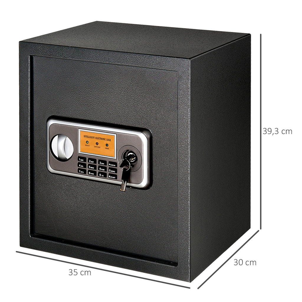Cofre eletrônico sólido Caixa de segurança com chave 2 Códigos para casa Escritório Capacidade 32L Aço 35x30x39,3 cm Pret — foto 3