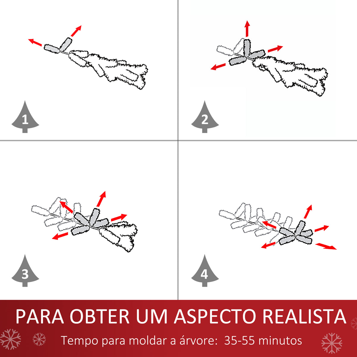 Árvore de Natal Artificial 180cm com 930 Ramos de PVC 48 Decorações Incluidas Suporte Metálico Decoração de Natal para Interiores Ø105x180cm Branco — foto 6