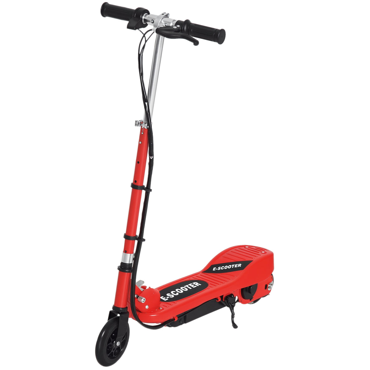 Trotinete Elétrica Criança De 7-14 Anos E-Scooter Dobrável Guiador Ajustável 12km/h Bateria Recarregável 12V Skate 120W Carga 50kg Vermelho — foto 1