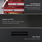Carrinho de Ferramentas Caixa de Ferramentas de Aço Carrinho para Oficina com Rodas Porta 5 Gavetas e Fechadura de Aço para Garagem Oficina Preto e Vermelho — foto 7