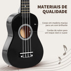 Ukelele 21 Polegadas Ukelele Soprano para Principiantes Ukelele apto para Concerto com Cordas de Nylon Material Madeira 53x17,5x6,2 cm Preto — foto 4