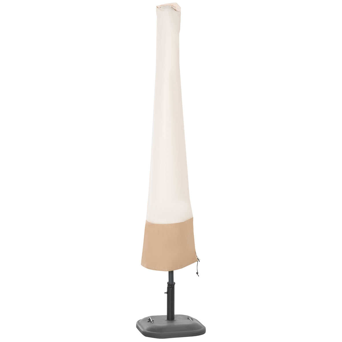 Capa para Chapéu de Sol de Jardim Impermeável de Tecido Oxford 600D Ø60x190 cm Capa Protetora de Chapéu de Sol com Corda Elástica e Zíper para Pátio Terraço Exterior Bege — foto 1