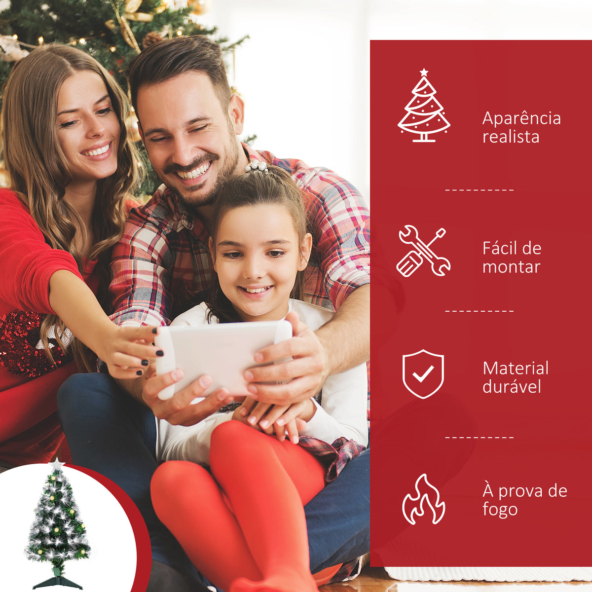 Árvore de Natal 90 cm Árvore de Natal com Fibra Óptica Árvore de Natal Artificial com 90 Luzes LED e 90 Ramos para Interior Verde e Branco — foto 4
