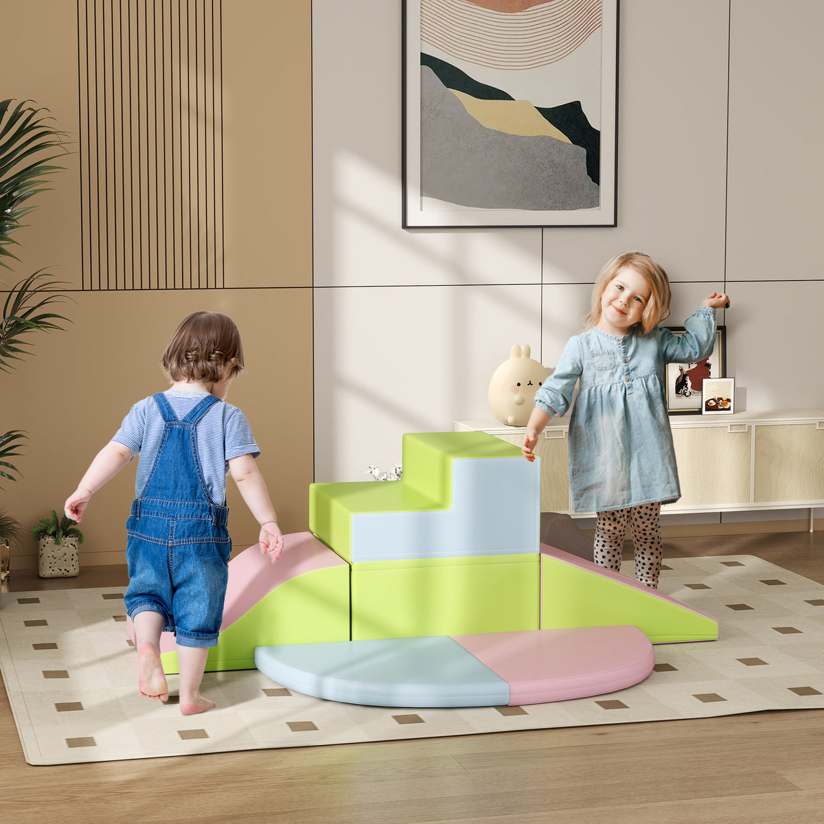 Conjunto de 6 Blocos de Espuma para Crianças 1-3 Anos Grandes Blocos de Construção Brinquedo Educativo para Escalar e Rastejar Multicolor — foto 2