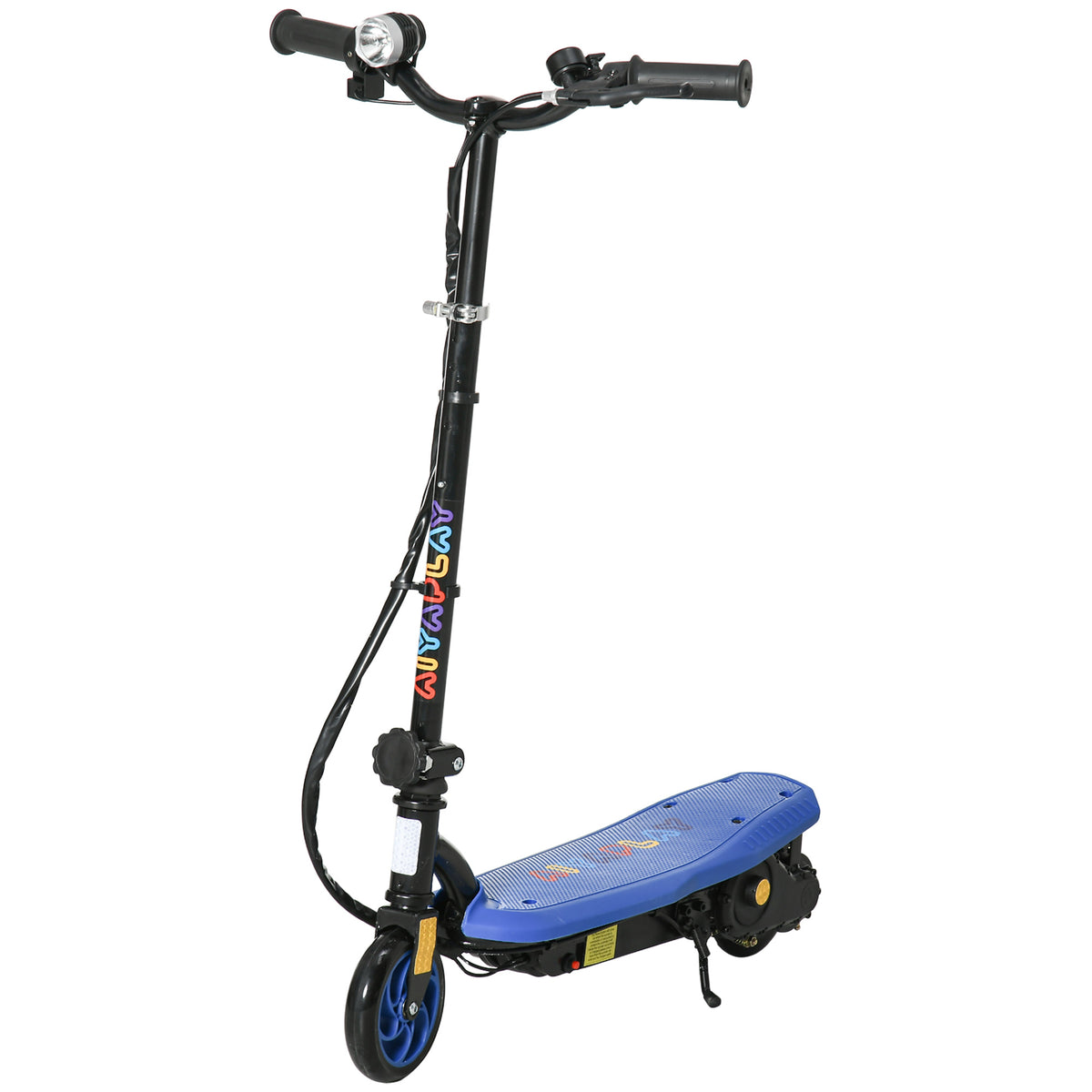 Trotinete Elétrica para Crianças de 7-14 Anos Dobrável Trotinete Elétrica Velocidade Máx. 12 km/h Motor 120 W Autonomia Máxima 10 km com Guiador Ajustável em Altura Farol LED e Travão 75x48x93-105 cm Azul — foto 1
