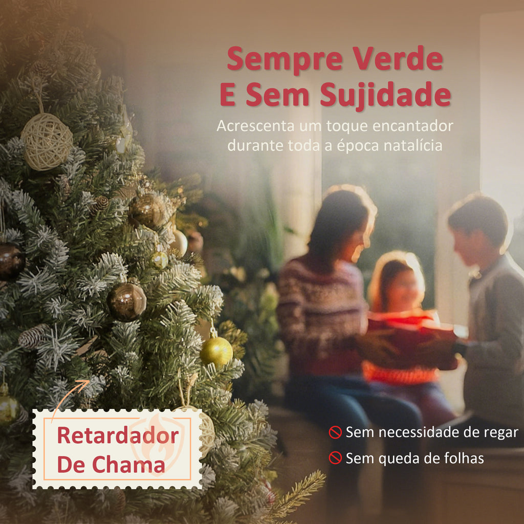 Árvore de Natal Artificial 150 cm Árvore de Natal com 581 Ramos com Efeito Neve 44 Pinhas e Suporte Metálico Dobrável Montagem Fácil para Sala Interior Verde — foto 4