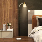 Candeeiro de Pé LED Candeeiro de Pé para Sala de Estar com Altura Ajustável Ecrã Interruptor Basculante para Sala de Estar Escritório Quarto 49x21x127-160 cm Branco e Dourado — foto 2
