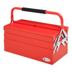 Caixa de ferramentas dobrável de aço com 5 compartimentos Maleta de ferramentas com alça 45x22,5x34,5 cm Vermelho — foto 1