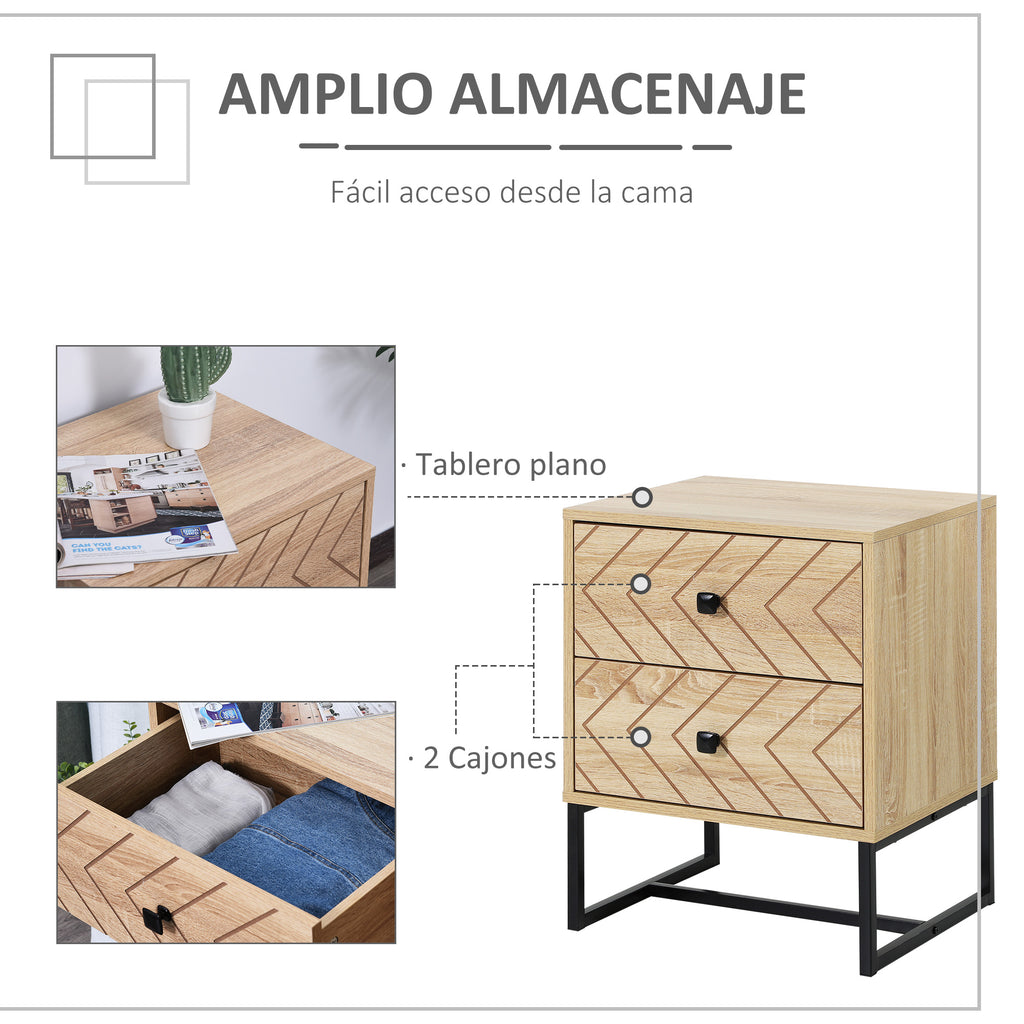 Cômoda de Madeira da Mesa de Cabeceira Confortável com 2 gavetas Roupeiro 48x39,5x60cm do Armazenamento da Mobília da Mesa de Cabeceira 48x39,5x60 cm — foto 5