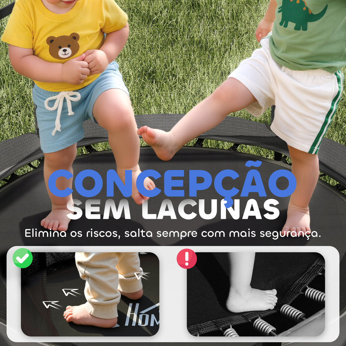 Trampolim para Crianças acima de 3 Anos Cama Elástica Infantil com Rede de Segurança e Estrutura de Aço para Interiores e Exteriores Carga 50kg Ø140x190 cm Preto — foto 5