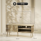 Móvel de TV Mesa de TV Móvel para Televisão até 55 Polegadas com Porta Acanalada Prateleira Ajustável Compartimentos Abertos e Orifício para Cabos para Sala de Estar 115x35x49 cm Carvalho — foto 3