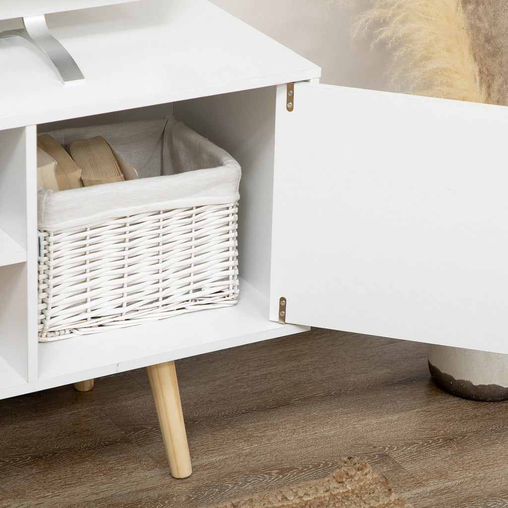 Móvel de TV de Sala de Estar Móvel para Televisores de até 55 Polegadas com 2 Portas 2 Prateleiras de Armazenamento para Escritório Dormitório 120x34x50cm Branco — foto 9