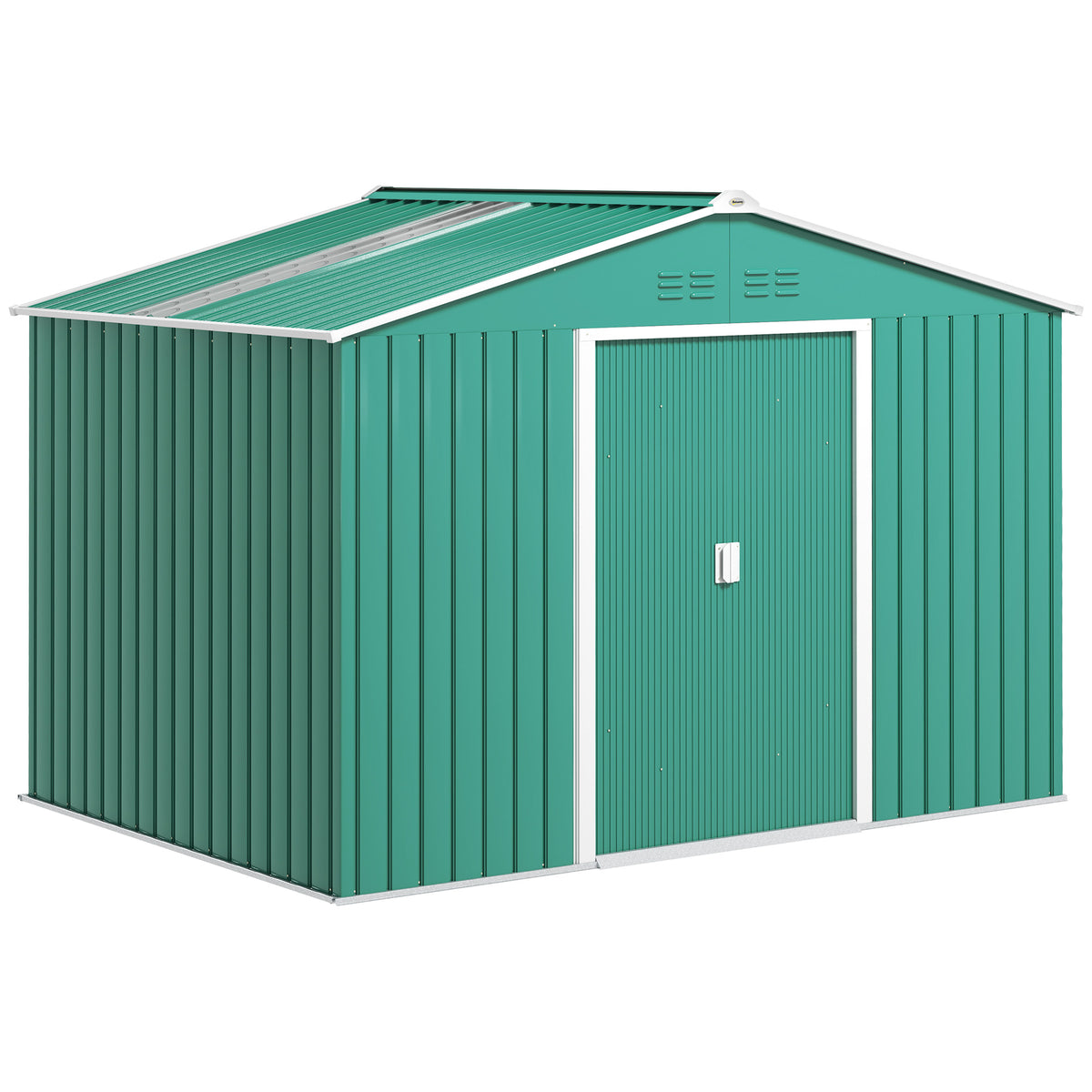 Abrigo de Jardim Exterior 4,9 m² 277x195x192cm Abrigo e Jardim Metálico para Armazenamento de Ferramentas com Base Incluída (Chão não Incluído) e 4 Janelas Verde Escuro - Modelo 1 — foto 1