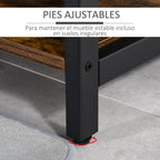 Cabide com sapateira Cabide com 12 ganchos Banco estilo industrial com 3 prateleiras Estrutura metálica 100x40x184 cm Castanho Rústico e Preto — foto 6