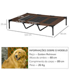 Cama para Animais de Estimação Cama Elevada para Cães Gatos com Tecido Transpirável para Dormir Relaxar Exterior Jardim Terraço 122x92x23cm Marrom — foto 3