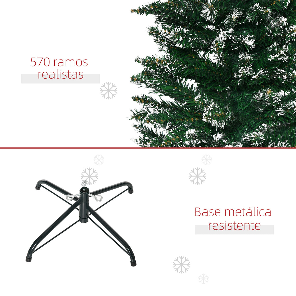 Árvore de Natal Artificial Altura 190 cm com 570 Ramos de PVC Ignífugos Base Dobrável e Suporte Metálico Decoração de Natal para Interiores Ø53x190 cm Verde — foto 7