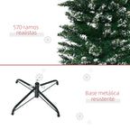Árvore de Natal Artificial Altura 190 cm com 570 Ramos de PVC Ignífugos Base Dobrável e Suporte Metálico Decoração de Natal para Interiores Ø53x190 cm Verde — foto 7