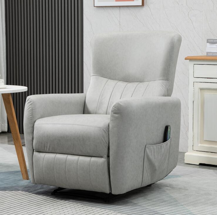 Poltrona de Massagem Relax Estofada em Tecido Técnico com Reclinação Manual 155° 8 Zonas de Massagem Contolo Remoto Apoio para os Pés e 2 Bolsos Laterais 79x101x96cm Cinza Claro — foto 1