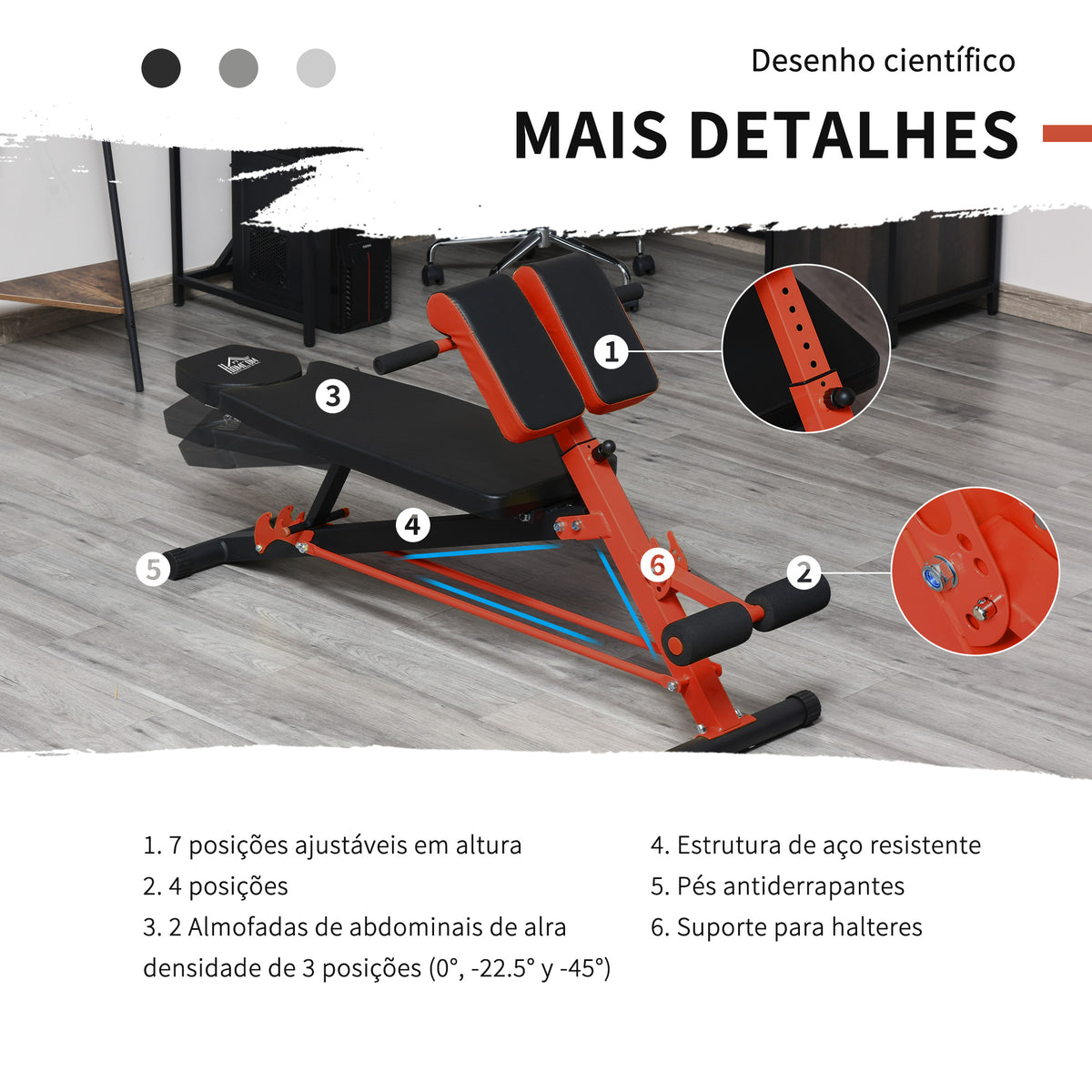 Banco de haltere Inclinação com 4 níveis de altura ajustável 64x146x73.5-85cm — foto 5