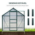 Estufa de Jardim 2x2,5m de Policarbonato e Alumínio Estufa com Clarabóia Proteção UV 30 e Base 4,79 m² para Vasos Cultivos de Plantas e Flores Transparente — foto 6