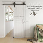 Porta de Correr Celeiro com Ferragens Porta Corredera de Interior com Puxador Rolo e Guia de Chão para Casa de Banho Sala de Estar 71,5x213,4 cm Branco — foto 5