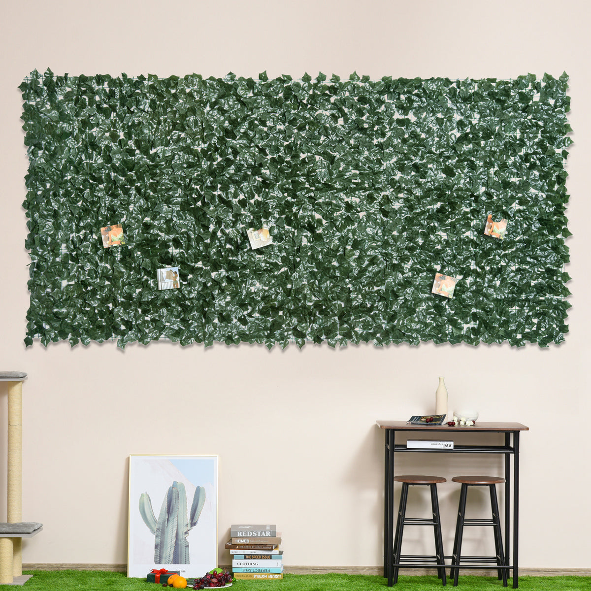Vedação Artificial em Rolo 3,1,5m Vedação de Privacidade para Balcão Jardim Exterior Planta Decorativa de Parede PE Verde — foto 2