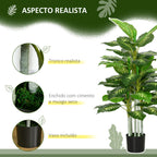Planta Artificial de 120 cm com 53 Folhas Realistas e Vaso de Cimento Planta Sintética Decoração para Casa Escritório e Exterior Verde — foto 4