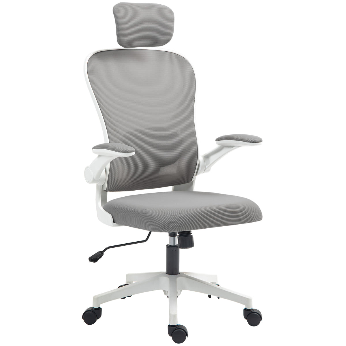 Cadeira de Escritório Giratória Cadeira de Escritório em Malha Transpirável com Altura Ajustável Apoio para a Cabeça e Suporte Lombar Ajustáveis Cadeira de Escritório Basculante Carga 120 kg 58x63x115-125 cm Cinza — foto 1