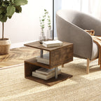 Mesa de apoio para sofá Mesa de centro para sala de estar Mesa de apoio estilo industrial em S com prateleiras em 3 níveis 48x48x48 cm Cor Madeira envelhecida — foto 2